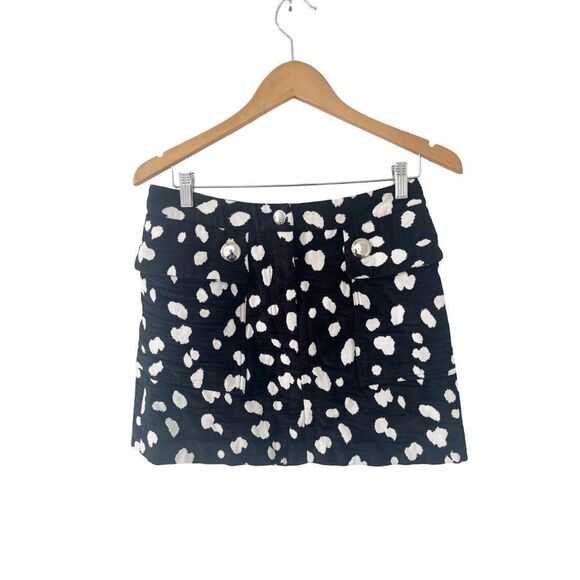 Adam Lippes Black White Spotted Pattern Jacquard Mini Skirt - Picture 2 of 9